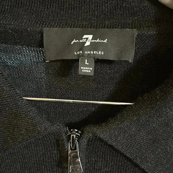 7 for all mankind 1/4 Zip Pullover 100% Merino Wool Sweater Size Large - Picture 7 of 8